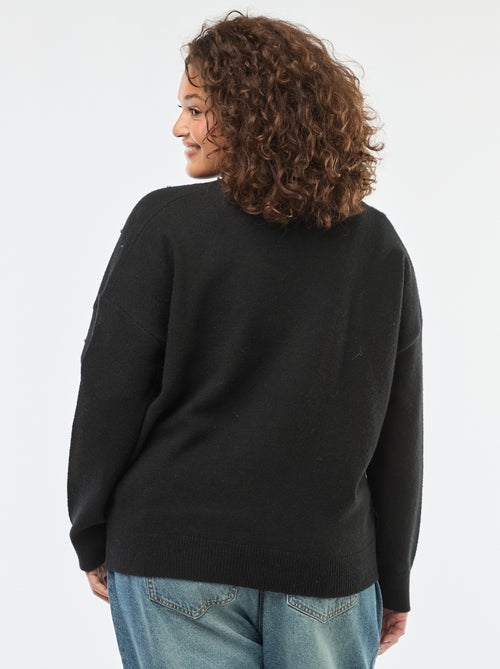 Trui met overslaghals en stras - Kiabi