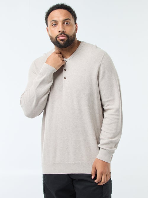 Trui met piquétextuur en geknoopte ronde hals - Kiabi