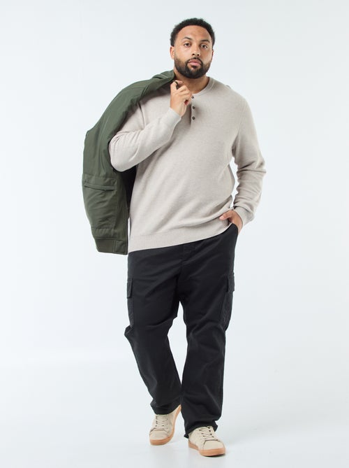 Trui met piquétextuur en geknoopte ronde hals - Kiabi