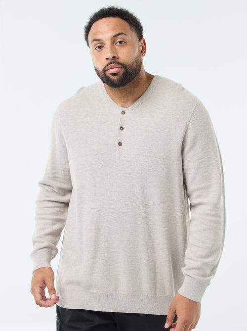 Trui met piquétextuur en geknoopte ronde hals - Kiabi