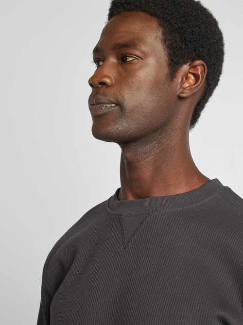 Trui met piquétextuur en ronde hals - Kiabi