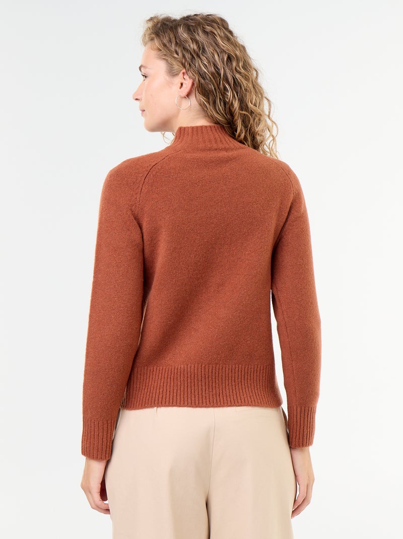 Trui met ribgebreide col Oranje - Kiabi