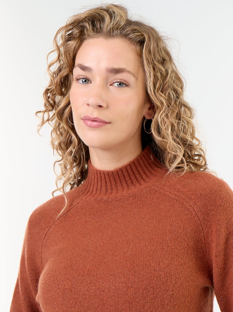 Trui met ribgebreide col Oranje - Kiabi