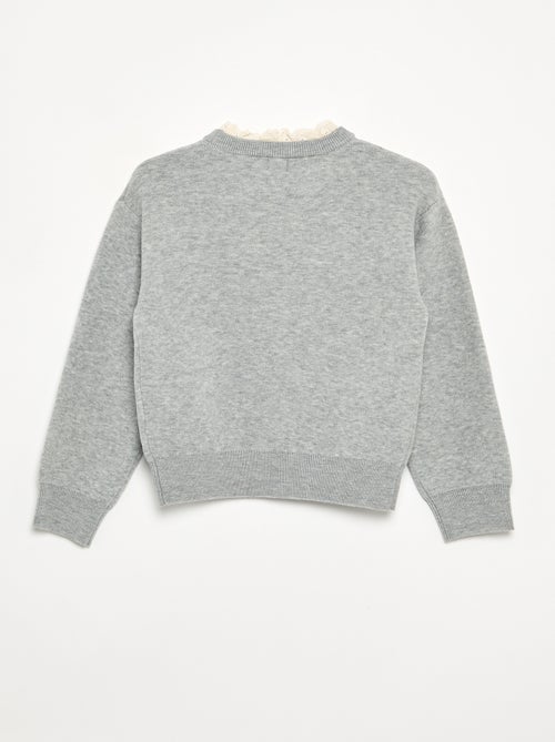 Trui met ronde hals en 2-in-1-effect van broderie anglaise - Kiabi