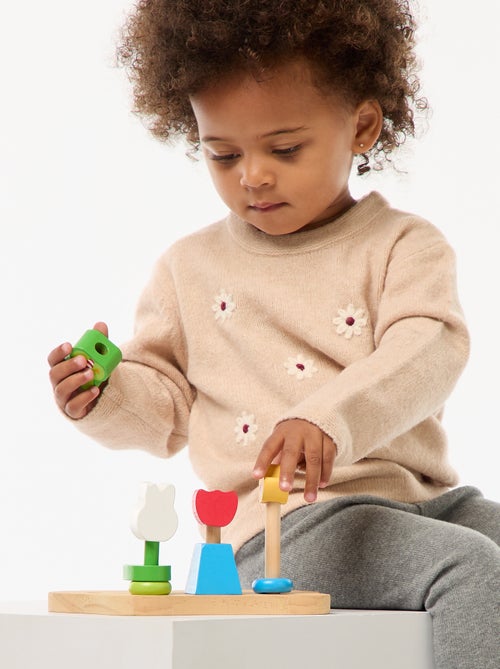 Trui met ronde hals en borduursel - Kiabi