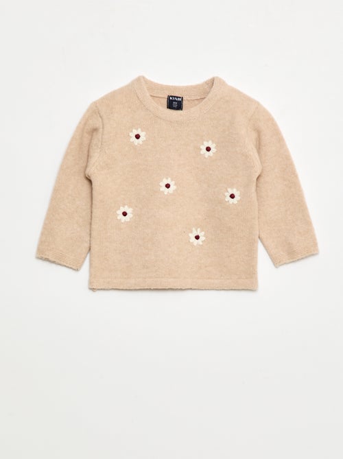 Trui met ronde hals en borduursel - Kiabi