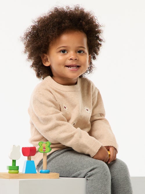 Trui met ronde hals en borduursel - Kiabi