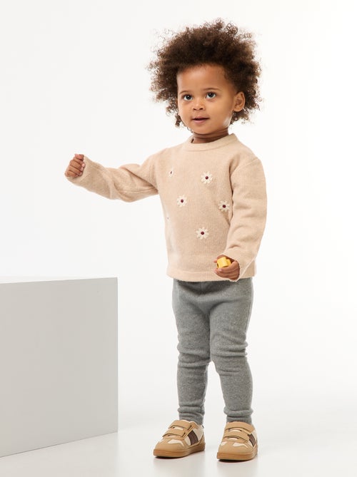 Trui met ronde hals en borduursel - Kiabi