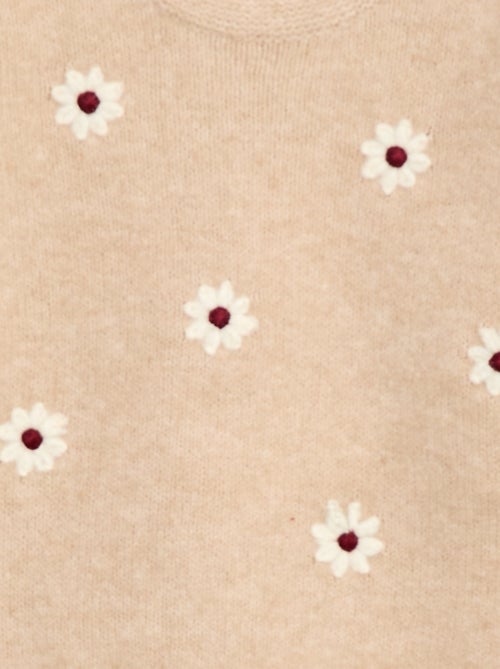 Trui met ronde hals en borduursel - Kiabi