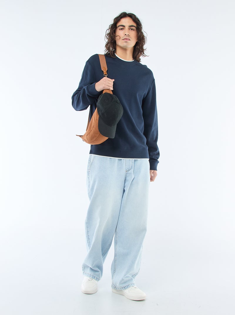 Trui met ronde hals en gewafelde stof Blauw - Kiabi