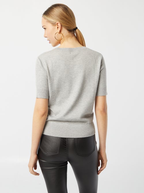 Trui met ronde hals en korte mouwen - Kiabi