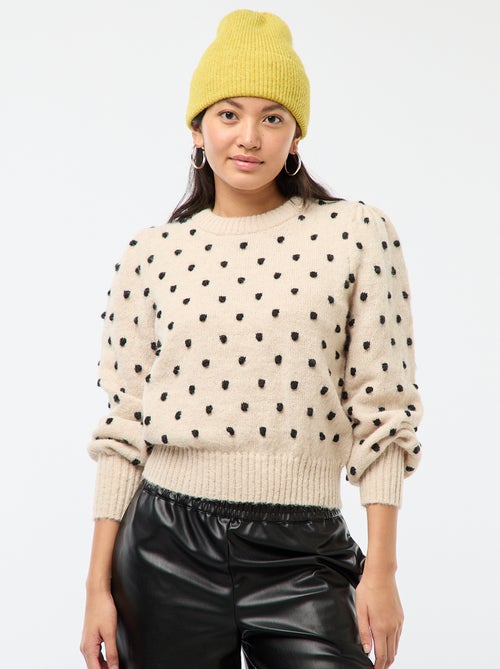 Trui met ronde hals en stippen in reliëf - Kiabi