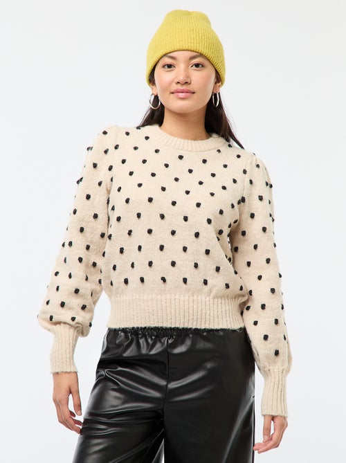Trui met ronde hals en stippen in reliëf - Kiabi