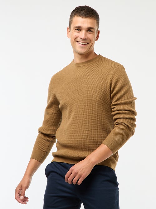 Trui met ronde hals en wafeltextuur - Kiabi