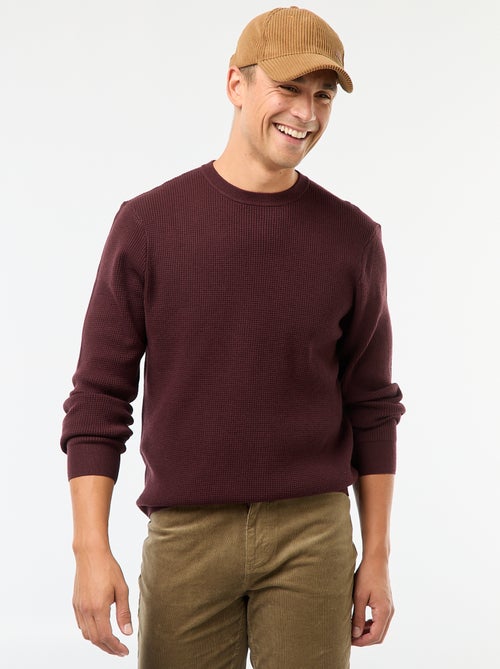 Trui met ronde hals en wafeltextuur - Kiabi