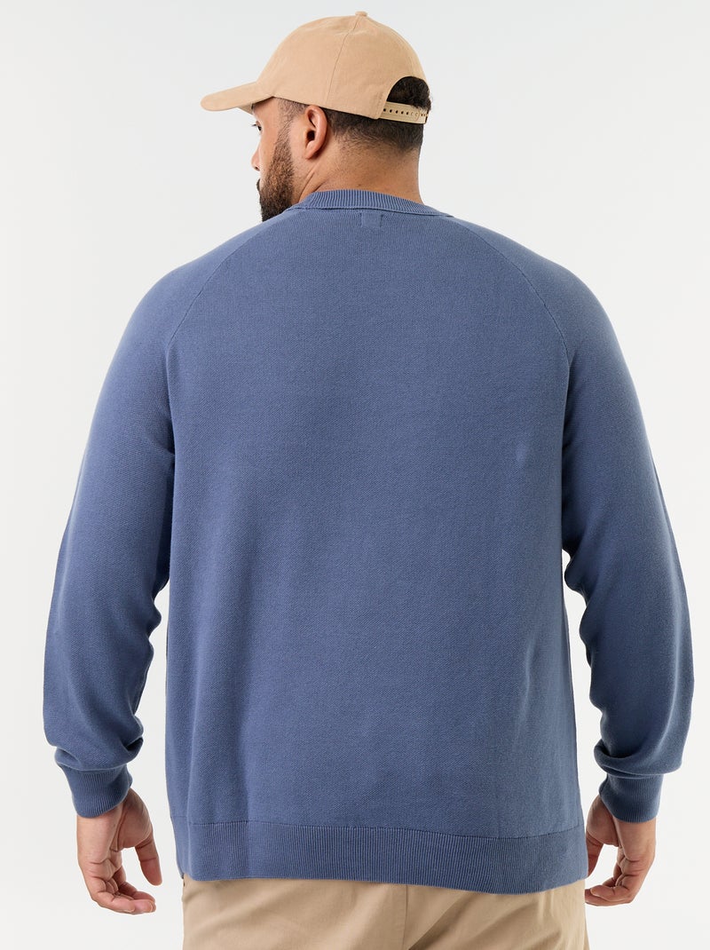 Trui met ronde hals van grof breisel Blauw - Kiabi