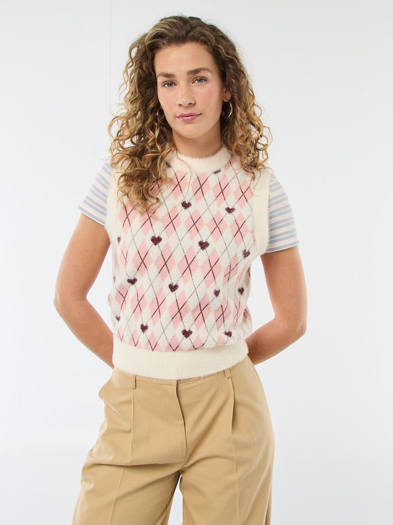 Trui met ruitenprint - Valentijnsdag Rose - Kiabi