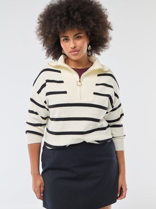 Trui met schipperskraag en ritsje