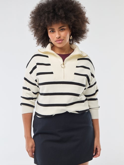 Trui met schipperskraag en ritsje - Kiabi