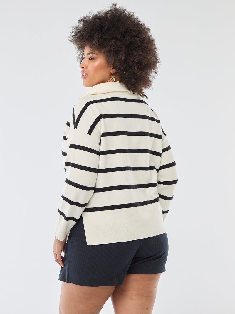 Trui met schipperskraag en ritsje Biege - Kiabi