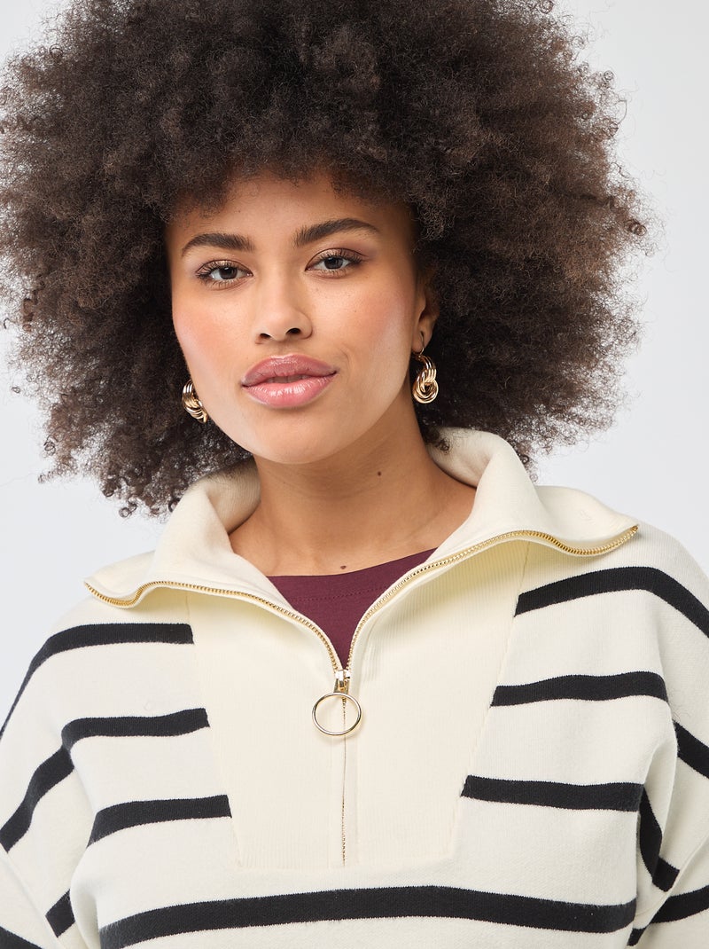 Trui met schipperskraag en ritsje Biege - Kiabi