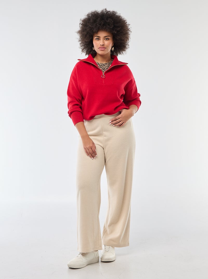 Trui met schipperskraag en ritsje rood - Kiabi