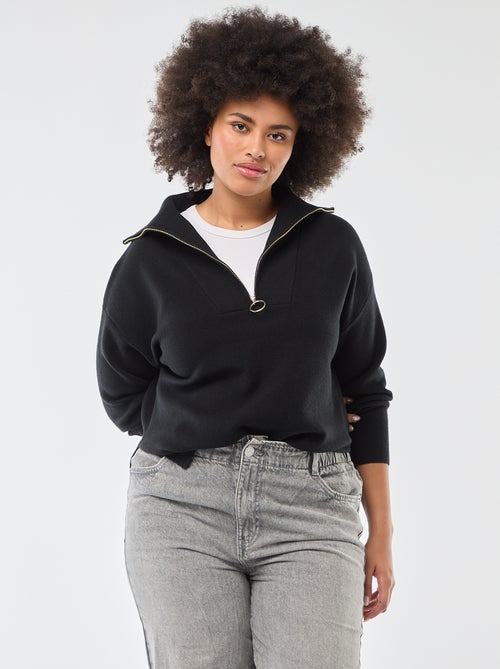 Trui met schipperskraag en ritsje - Kiabi