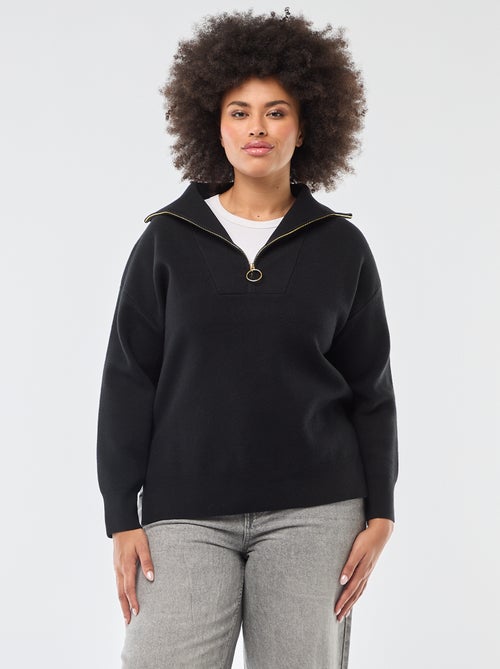 Trui met schipperskraag en ritsje - Kiabi