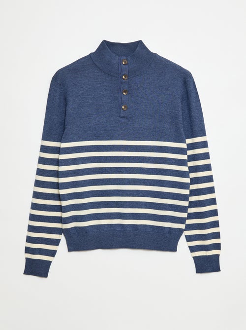 Trui met schipperskraag marinière - collectie gemakkelijk aan te trekken - Kiabi