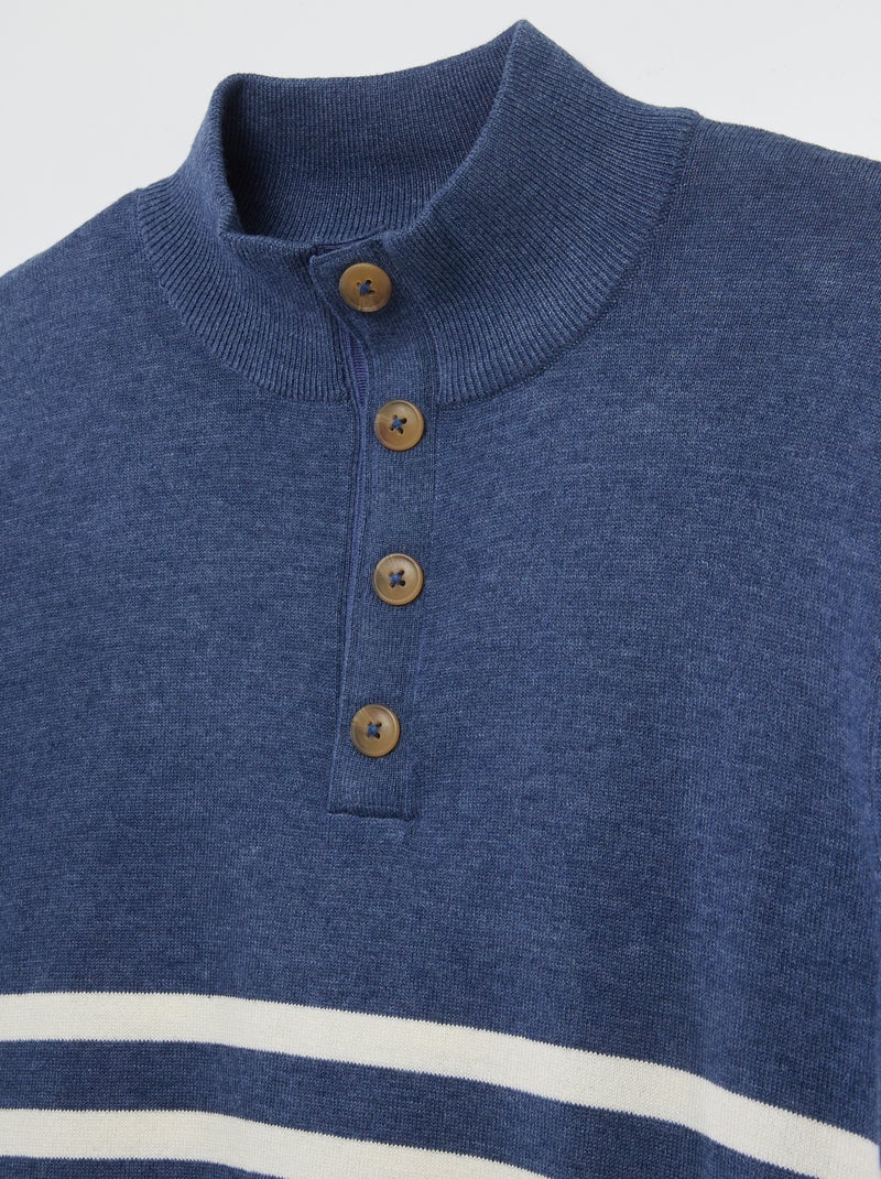 Trui met schipperskraag marinière - collectie gemakkelijk aan te trekken BLAUW - Kiabi