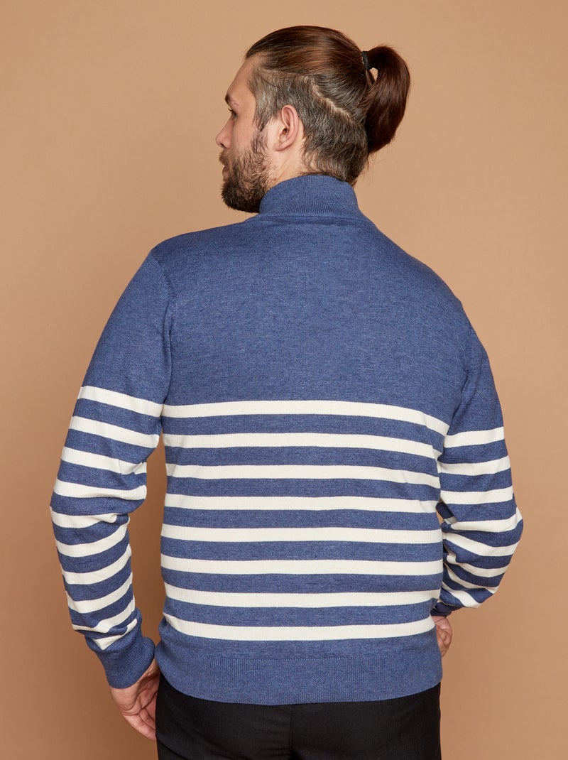 Trui met schipperskraag marinière - collectie gemakkelijk aan te trekken BLAUW - Kiabi