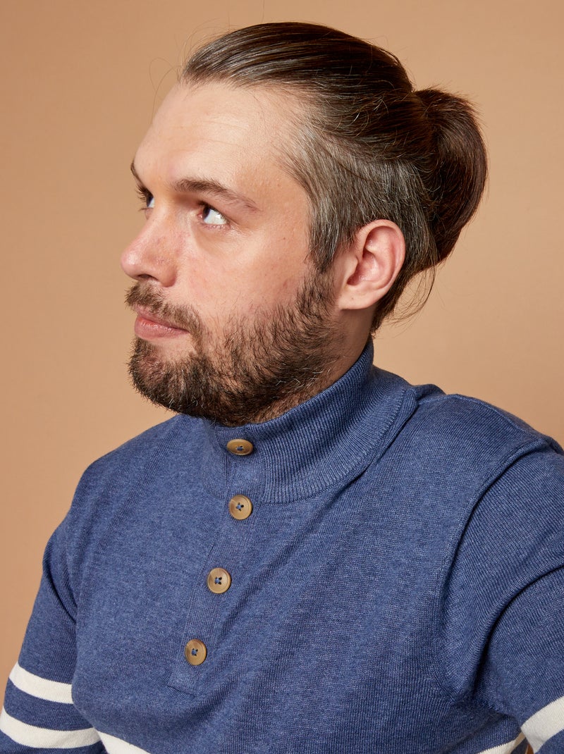 Trui met schipperskraag marinière - collectie gemakkelijk aan te trekken BLAUW - Kiabi