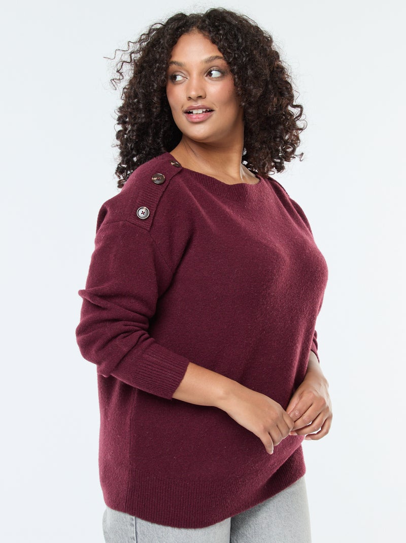 Trui met schouderknopen Rood - Kiabi