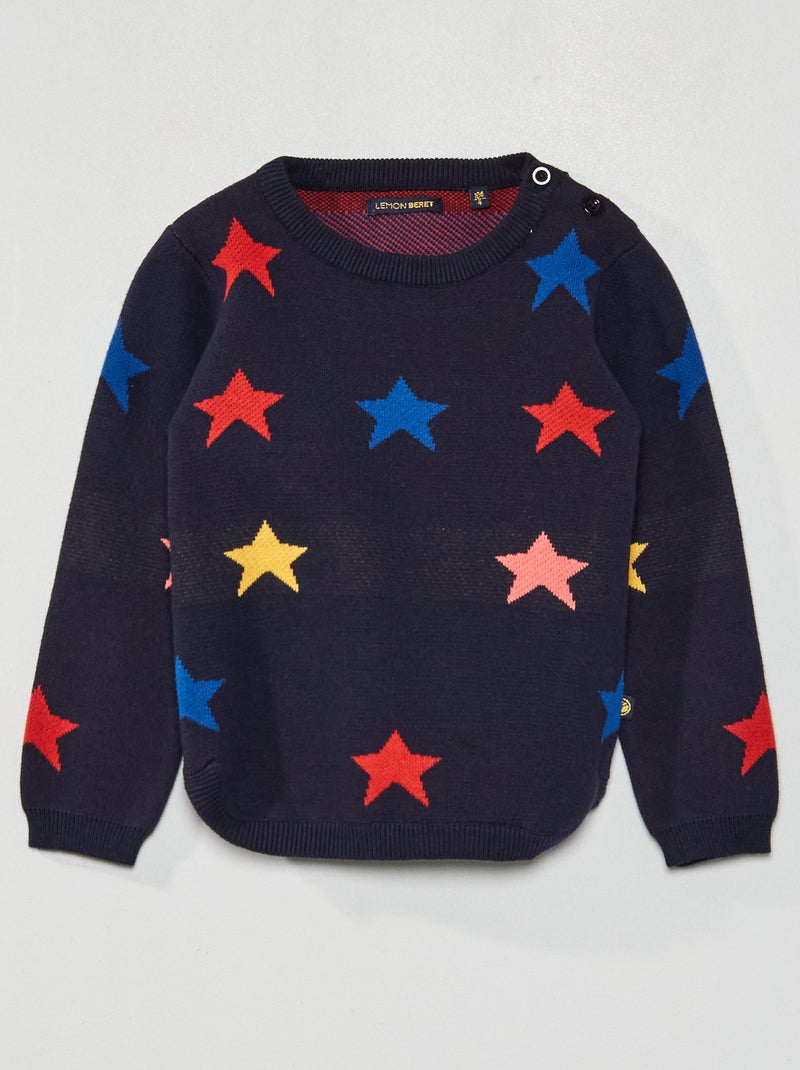 Trui met sterrenmotief BLAUW - Kiabi