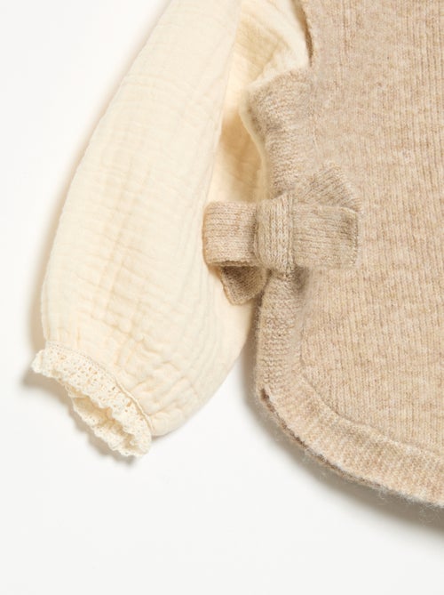 Trui met strikjes en mouwen van katoenen voile - Kiabi Trui met strikjes en mouwen van katoenen voile - Kiabi