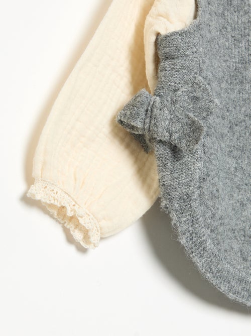 Trui met strikjes en mouwen van katoenen voile - Kiabi Trui met strikjes en mouwen van katoenen voile - Kiabi