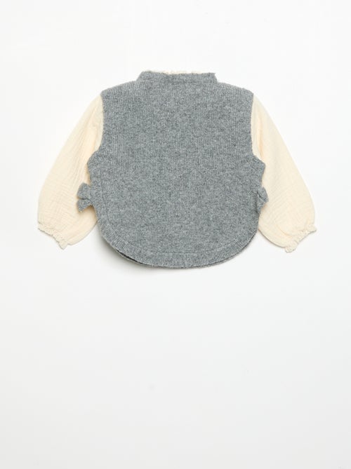Trui met strikjes en mouwen van katoenen voile - Kiabi Trui met strikjes en mouwen van katoenen voile - Kiabi