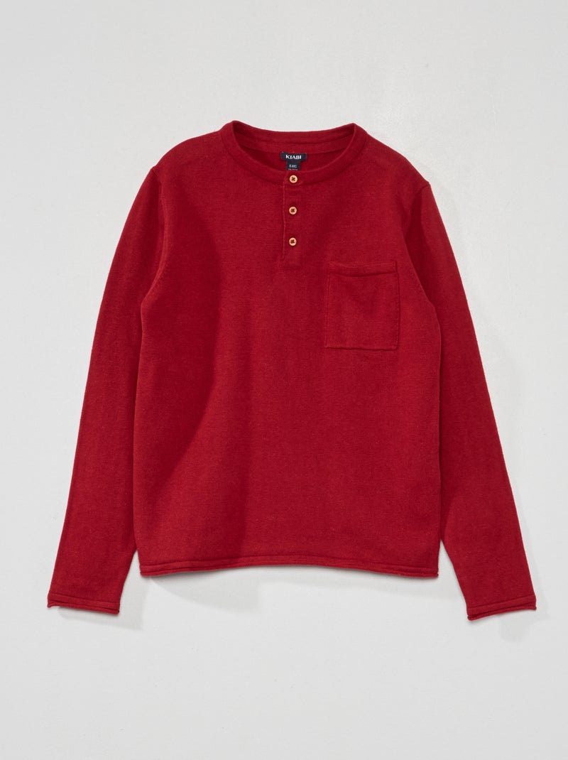Trui met Tunesische kraag ROOD - Kiabi