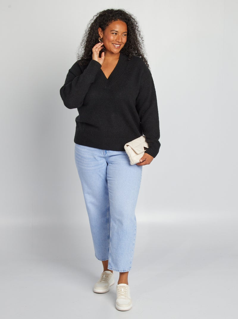 Trui met V-hals zwart - Kiabi