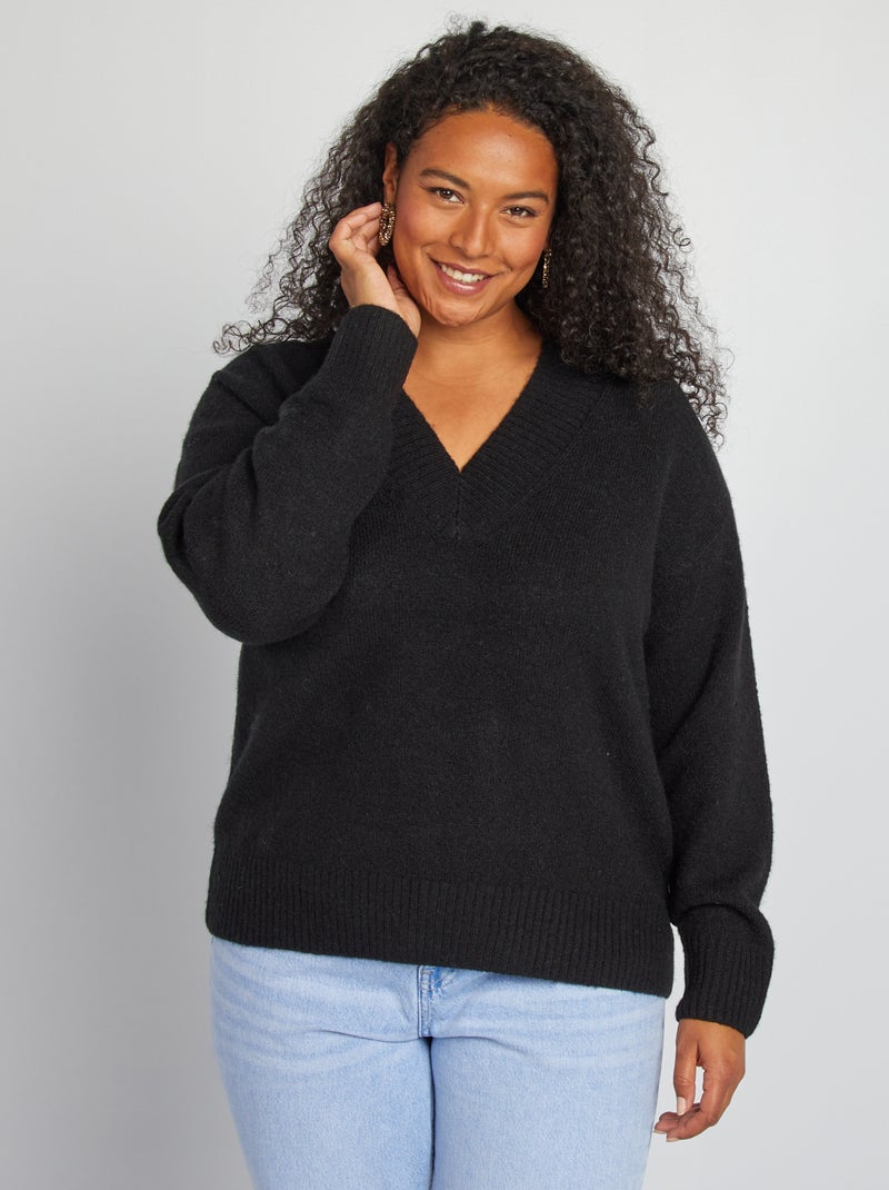 Trui met V-hals zwart - Kiabi