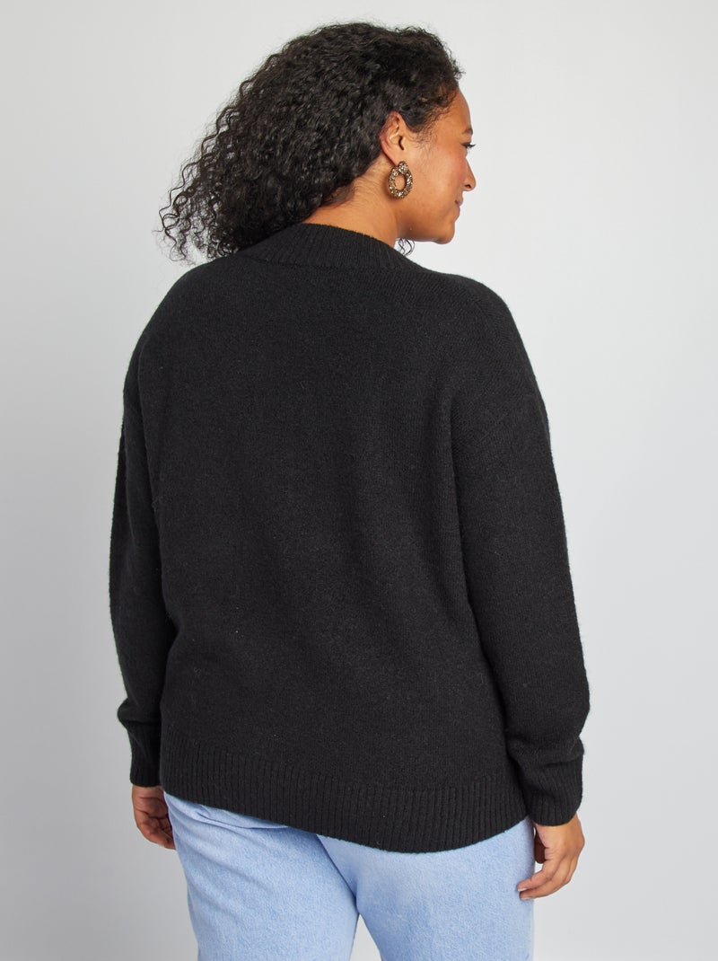 Trui met V-hals zwart - Kiabi