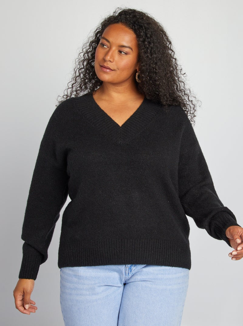Trui met V-hals zwart - Kiabi