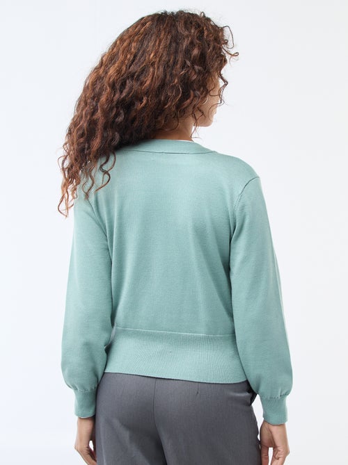 Trui met vesteffect en overslagmodel met goudkleurige knoop - Kiabi