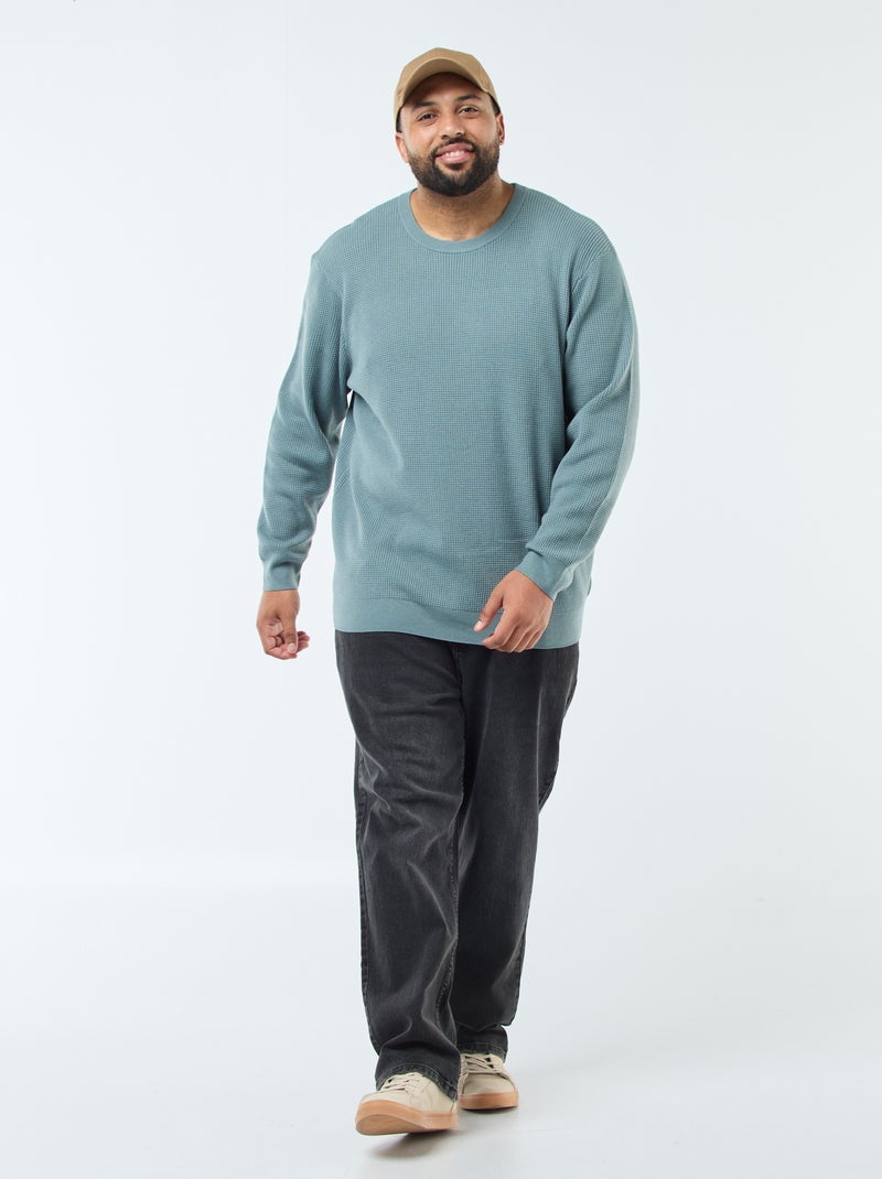 Trui met wafeltextuur van stretchtricot Blauw - Kiabi