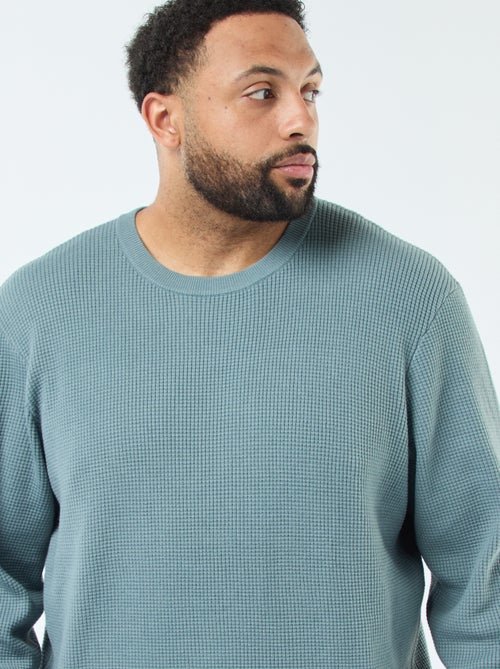 Trui met wafeltextuur van stretchtricot - Kiabi