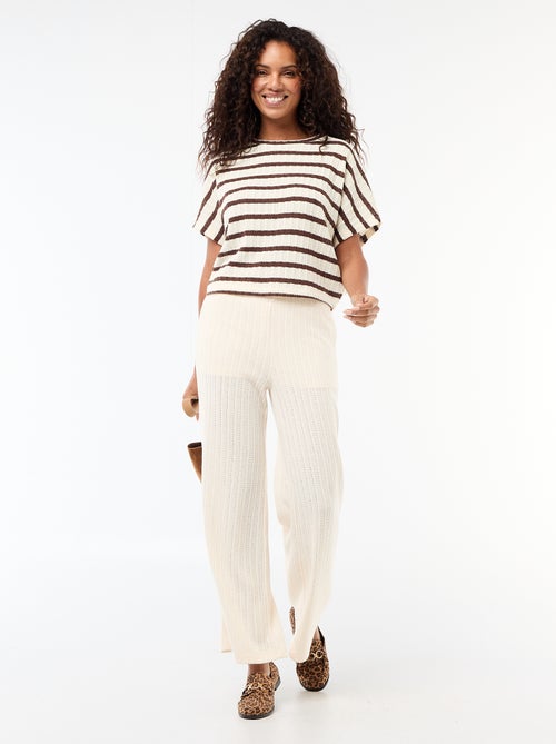 Trui van ajourgebreide stof met korte mouwen - Kiabi