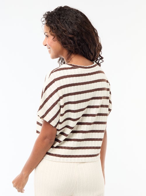 Trui van ajourgebreide stof met korte mouwen - Kiabi