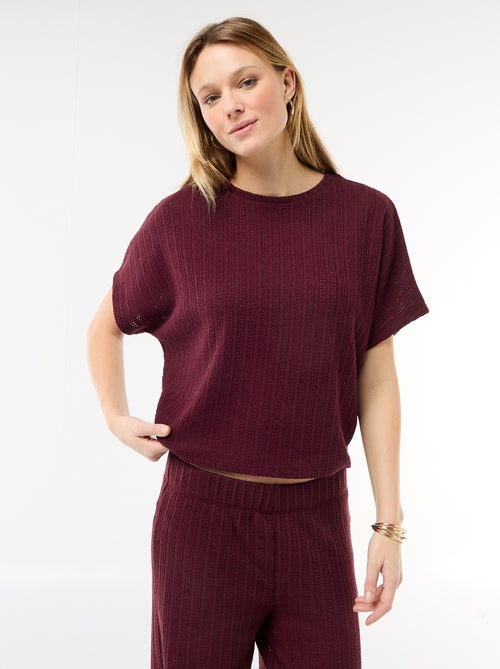 Trui van ajourgebreide stof met korte mouwen - Kiabi