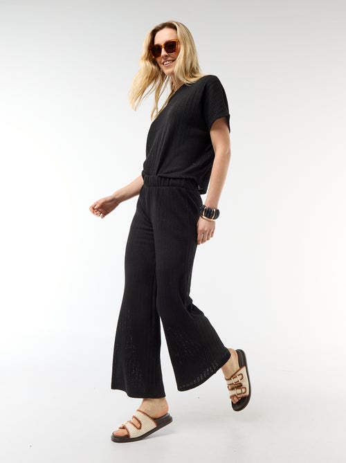 Trui van ajourgebreide stof met korte mouwen - Kiabi