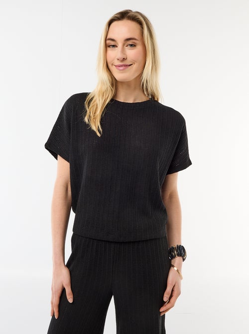 Trui van ajourgebreide stof met korte mouwen - Kiabi